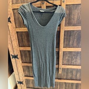 See You Monday Heather Charcoal Scoop Neck Maxi Dress